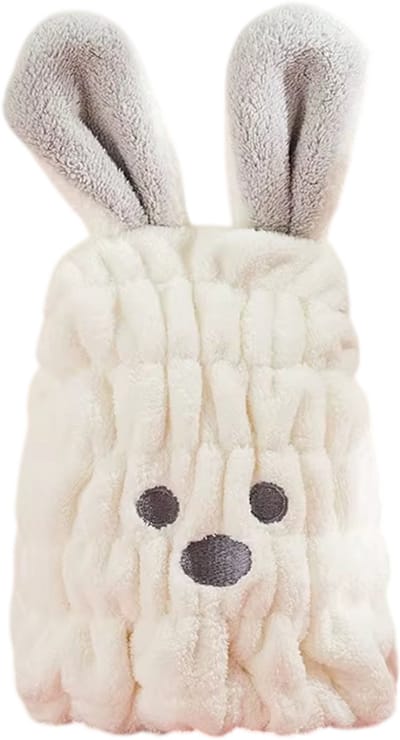 Kinderen Haarhanddoek Hoed – Ultrafijne Microvezel Cartoon Konijnenoren, Sneldrogend Bad Cap, Douche Hoofddeksel, Waterabsorberend - Beige