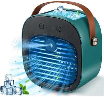 Draagbare mini-luchtkoeler (draadloos) – USB-oplaadbare ventilator – Draagbare airco voor slaapkamer, camping en auto – Eenvoudig in gebruik
