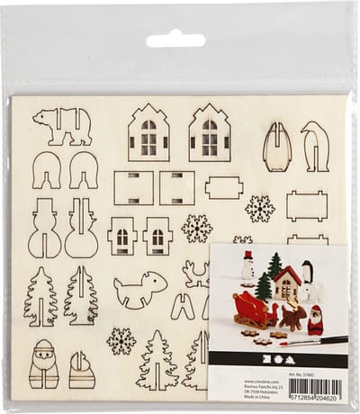 CC DIY Houten Figuren Kerst l: 15,5cm b: 17cm