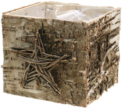 Plantenpot berken pot met ster H15.5cm