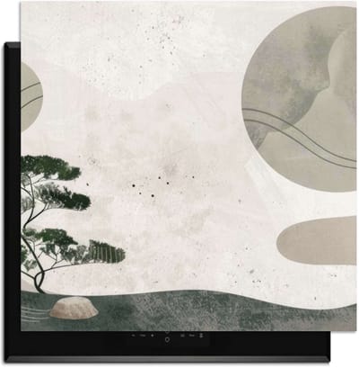 KitchenArt - Zen Pine - 59x52 cm - Kookplaat Beschermer - Luxe Afdekplaat Inductieplaat - Anti-slip & Oprolbaar - Beschermmat Inductiekookplaat