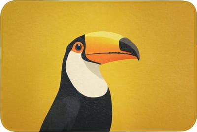 Badmat 90x60 cm - Antislip - Toekan - Minimalistisch - Snavel - Oranje - Badmatten voor badkamer - Badkamermat - Douchemat - Badkamer mat