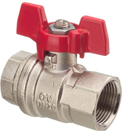 OVENTROP Kogelkraan met vleugelgreep Optibal met binnendraad PN 16 DN 10, G 3/8, messing, vernikkeld, 1076103