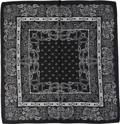 Vierkant Sjaaltje met Rijkelijk Gedetailleerd Paisleymotief (70x70cm) - Zwart
