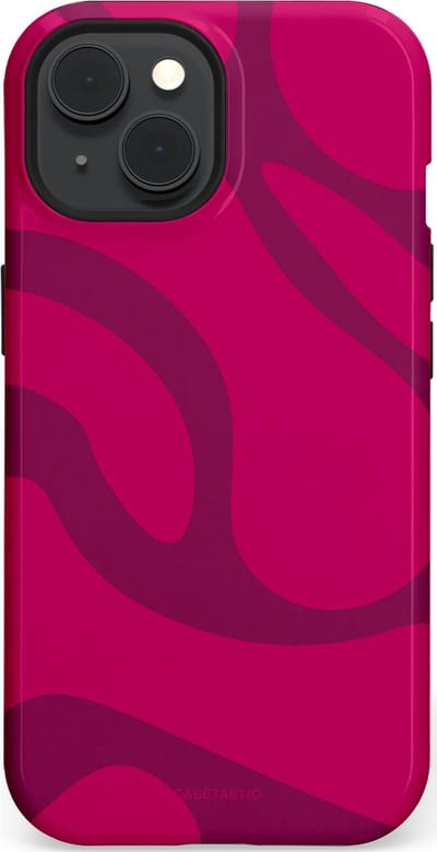 Casetastic hoesje geschikt voor Apple iPhone 15 - MagSafe - Dubbellaagse bescherming - Violet Paarse Golven - Fashion Case - Roze