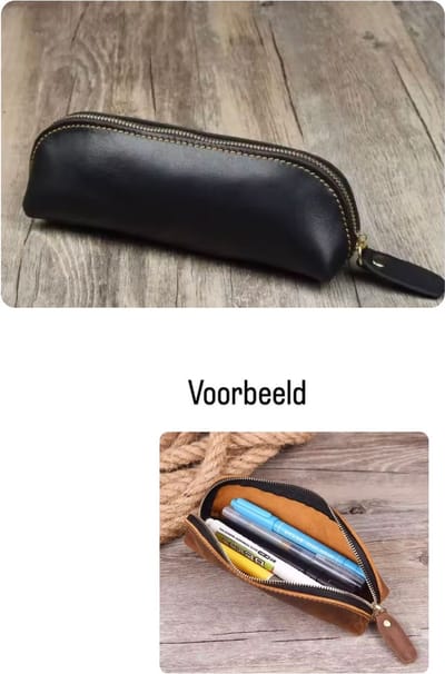 Akyol - Zwarte etui - etui leer - etui leraar - etui zonder inhoud - etui voor de middelbare school - etui voor pennen en potloden