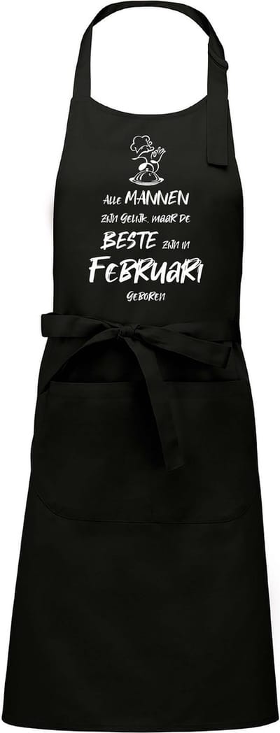 Mijncadeautje - Luxe schort - zwart - Alle mannen zijn gelijk - februari