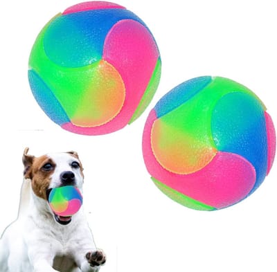 2 piezas Groot Oplichtende hondenballen Knipperende elastische bal Glow in the Dark Interactief huisdierenspeelgoed voor puppy, katten, honden voor Golden Retriever, Labrador, grote honden-2 pezzi Palline lisce grand