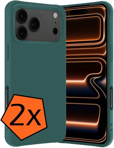 Hoes - 2 Stuks - Geschikt voor iPhone 17 Pro / 18 Pro - Sterk & Shockproof - Case Siliconen - Back Cover - Telefoon Hoes - Donkergroen
