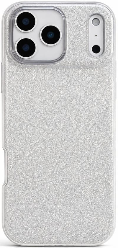 YPCd – Glitter Hoesje Geschikt voor Apple iPhone 17 Pro Max - Zilver – Luxe Sparkle Backcover – Siliconen Case met Schokbescherming & Verhoogde Randen