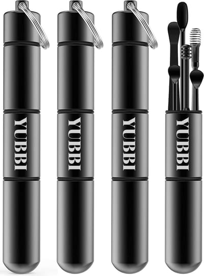 YUBBI 24 Delige Oorsmeer Verwijderaar Set - Milieuvriendelijk – Spiraalvormig - Oorreiniger - RVS Ear Cleaner - Zilver - Multipack 4 Stuks - Inclusief Instructies