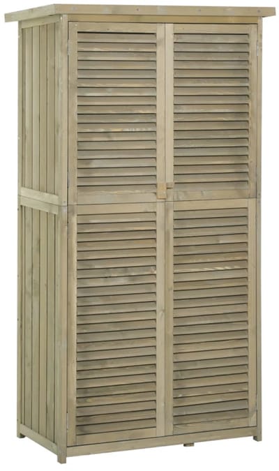 Houten Tuinschuur - Tuinhuis - Tuinkast - 87x46,5x160 cm - met Asfalt Dak en Louvredeur - Gereedschapsschuur - Opslagruimte Tuin - Tuingereedschap Bewaren - Grijs