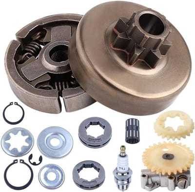 Kettingzaag Onderdelen - Reparatieset Koppeling - Boomonderhoud - Compleet met Oliepomp - 3/8'' 7T 8T - Metaal