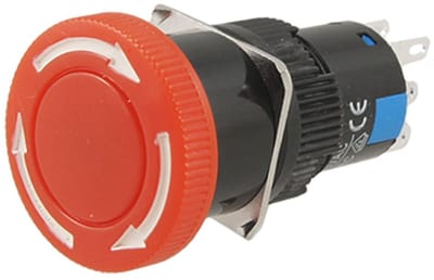 Noodstop Schakelaar - Drukknop Schakelaar - Machine Bediening - Zelfsluitend 2NO 2NC - 4.5 x 2.3 cm - Rood