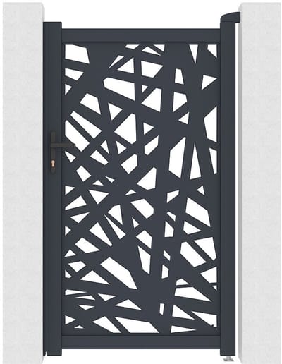 Vente-unique Tuinpoort van aluminium met geometrisch lasersnijpatroon - L 103 x H 180 cm - Antraciet - NATAFO
