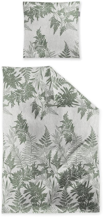 Dailygoods - Seersucker Beddengoed Groen met Varens - 135x200 + 80x80 cm
