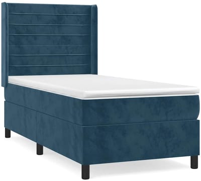 vidaXL - Boxspring - met - matras - fluweel - donkerblauw - 80x200 - cm