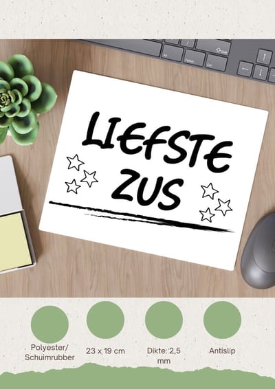 Akyol - liefste zus Muismat - Zus - je zus - verjaardagscadeau - cadeau voor zus - gift - kado - 23 bij 19 cm