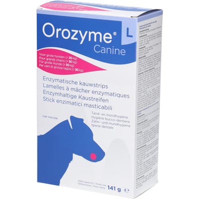 Orozyme Canine L Kauwstrip Enzymen Hond >30kg 141 Stroken