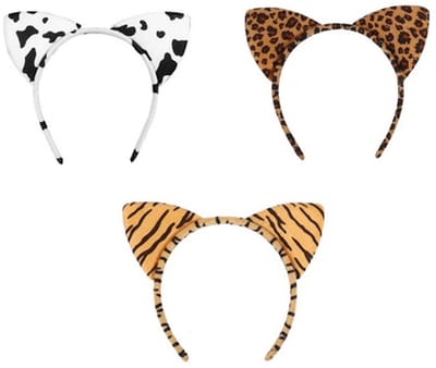 Dailygoods- Kat Oren Hoofdband 3 Stuks - Veelkleurig - Tijger/Luipaard/Koe Print - Cosplay/Haaraccessoire - Voor Feesten/Festivals - Creatief en Schattig - Feesthoed