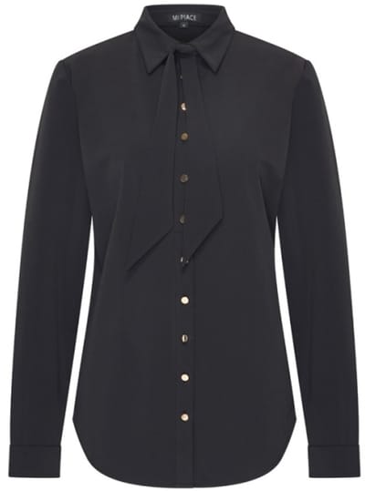 MI PIACE - Travel Blouse Uni Gold Button 202767 Black - Maat : L