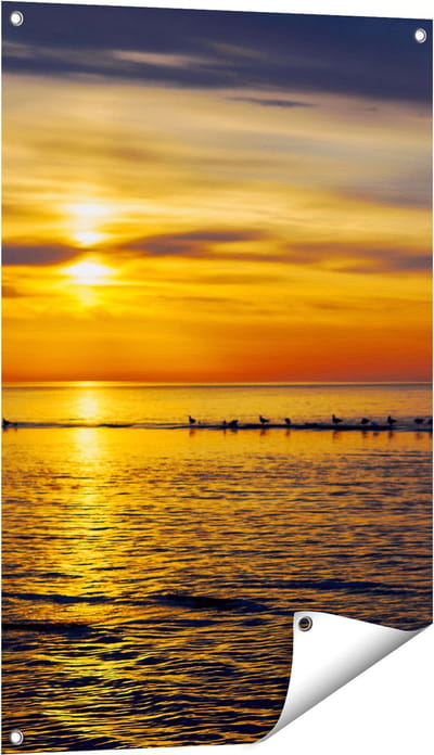 Gards Tuinposter Zonsondergang in de Zee - 60x90 cm - Tuindoek - Tuindecoratie - Wanddecoratie buiten - Tuinschilderij