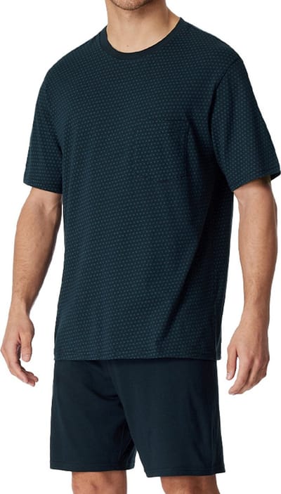 Schiesser Schlafanzug kurz Heren Pyjamaset - nachtblauw - Maat L