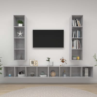 vidaXL - Tv-wandmeubelen - 4 - st - bewerkt - hout - betongrijs