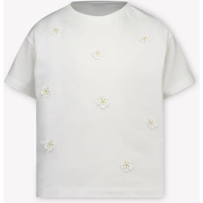 MAYORAL S/s T-shirt Tops & T-shirts Meisjes - Shirt - Wit - Maat 110