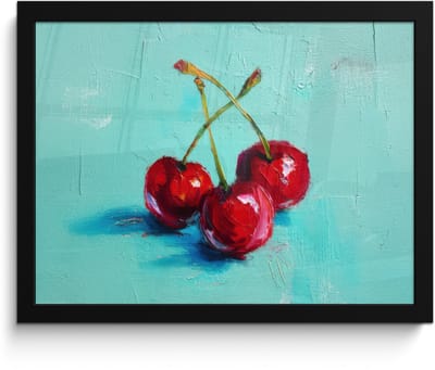 Poster in lijst - Fotolijst 40x30 cm - Posters - Kersen - Rood - Drie - Geverfd - Posterlijst zwart - Decoratie - Wanddecoratie woonkamer - Muurdecoratie slaapkamer