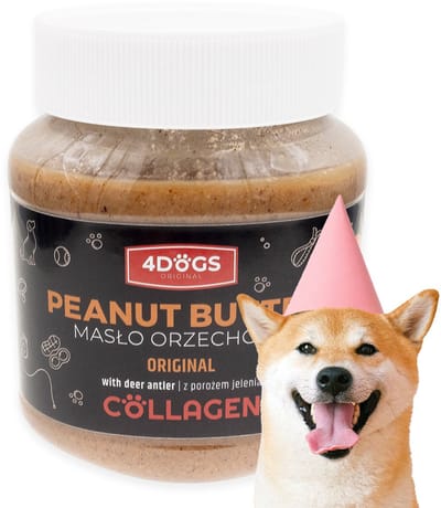 4DOGS – Pindakaas met hertengewei – 330 g – Natuurlijk – Proteïnerijk