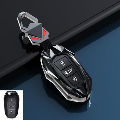 Coque de Protection en Alliage de Zinc pour Clé de Voiture Pour Peugeot 308 3008 508 5008 408 4008 208 301 407 Pour Citroën C4 C6 C3-Xr Picasso Ds black