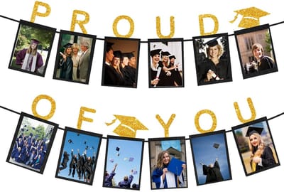 Inovra- Afstuderen Banner - Gefeliciteerd Decoraties - Fotodisplay - Herbruikbaar - Ophangkoord - Premium Karton - Decoratie