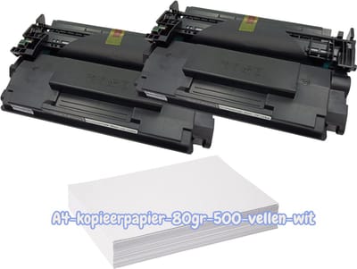 KATRIZ® Huismerk Toner HP 26X | CF226X – Zwart – 2 Stuks + Kopieerpapier A4 80gr 500 vellen| Geschikt voor HP LaserJet Pro M402d/M402dn/Pro M402dne/Pro M402dw/Pro M402n/Pro M426dw/Pro M426fdn/Pro M426fdw