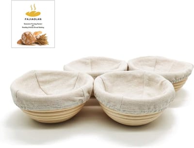 Brood Manden - Rijsmanden - Zelf Brood Bakken - Natuurlijk Rattan Materiaal - 4 Stuks 13cm - Bruin