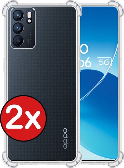 Hoesje - 2 Stuks - Geschikt voor OPPO Reno 6 - Sterk & Shockproof - Back Cover - Siliconen Case - Telefoon Hoes Shock Proof - Telefoonhoes - Transparant