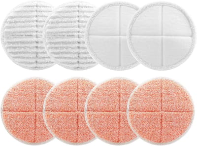 Stoomreiniger Pads - Vervangende Doeken - Grondig Reinigen - Verschillende Materiaal Types - Set van 8 - Grijs