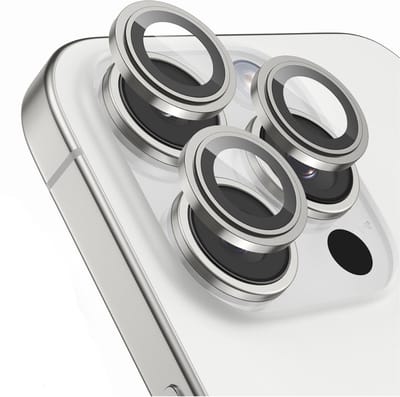 Viewr Camera Lens Protector iPhone 16 Pro / 16 Pro Max – 9H Gehard Glas Camerabeschermer – Met Installatieframe – Zilver