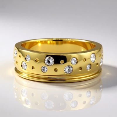 Cavill - Vergulde Zilveren Ring - 925 Sterling Zilver - Cambodjaanse Zirkonen 0,42 ct - Brede Elegante Ring Dames met Fonkelende Stenen