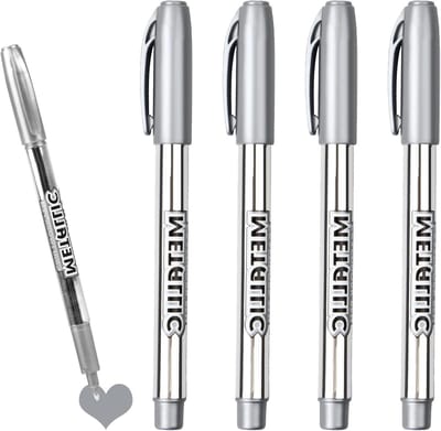 Set van 4 Metalen Markerpennen met Fijne Punt van 1.5mm - Sneldrogende Inkt voor Papier, Glas en Hout, Ideaal voor Scrapbooking en DIY Projecten