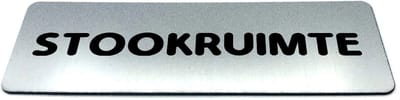 Deurbordje RVS-Look met tekst stookruimte - Ronde letter - Formaat 150 mm x 50 mm x 1,6 mm - Zelfklevend | Geborstelde RVS-look toplaag | Gratis Verzending | Decoporta