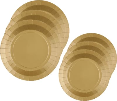 Santex Feest/verjaardag borden set - 20x stuks - goud - 17 cm en 22 cm