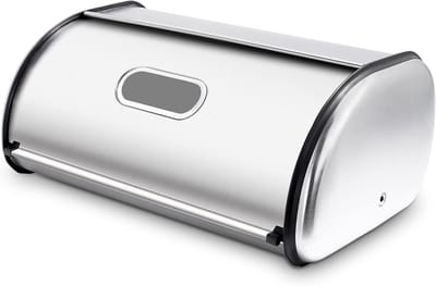 Broodtrommel Keuken - Broodbewaarblik - Brood Vers Houden - Extra Dik Roestvrij Staal - 17x11x7.5 Inch - Zilverkleurig