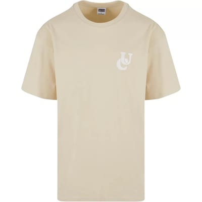 Urban Classics - UC Weavy Logo Heavy Oversized Heren T-shirt - S - Beige