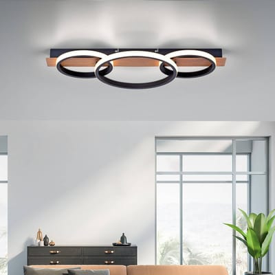 JUST LIGHT. GmbH Troop LED plafondlamp, houtdecor, 3-lamps