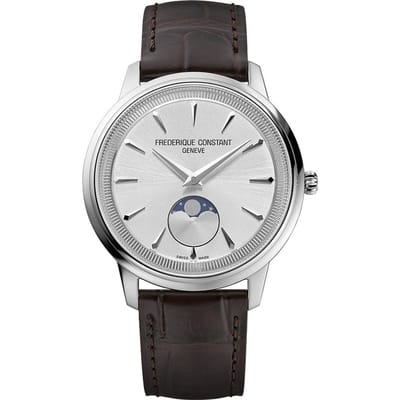 Frédérique Constant Moneta Moonphase FC-206S3S6 Horloge - Leer - Bruin - Ø 37 mm