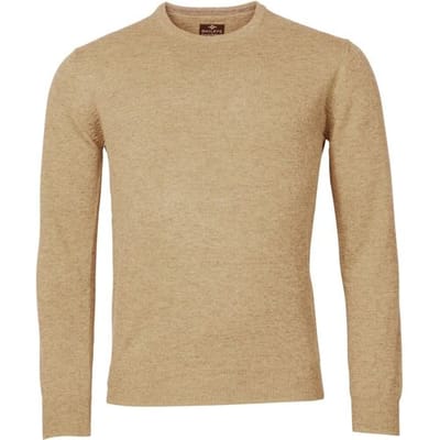 Baileys Trui Crew Neck Lambswool Single Knit Beige / male