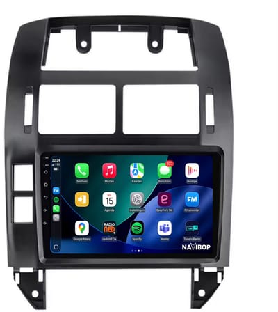 Geschikt voor Volkswagen Polo - Zwart (2002 t/m 2009) | 9 inch Android 15.0 CarPlay autoradio | Draadloos CarPlay & Android Auto | 2GB RAM + 32GB | Mic, Camera (AHD) & DAB+ | Bluetooth & WiFi | NAVIBOP NB-1521 | Bouwjaar 2002 t/m 2009