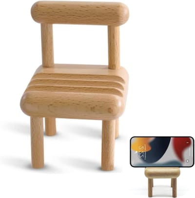 Mobiele telefoonhouder van hout - Kleine kruk telefoonhouder voor smartphones en tablets