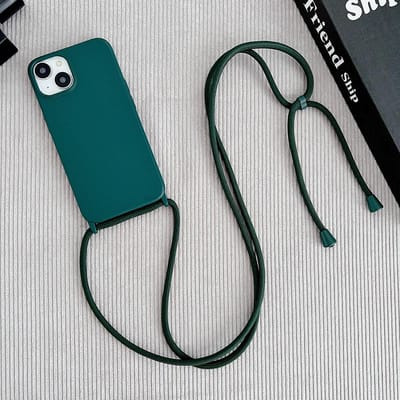 Crossbody Lanyard Koord Vloeibare Siliconen Hoes Voor iPhone 16 Plus 11 12 Mini 17 15 14 13 Pro Max 17 Air Nekband Zachte Cover iPhone 15 gray